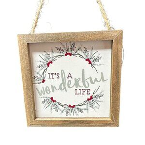 Christmas Holiday Mini Sign 4 Inch Rustic Decor Its A Wonderful Life Red Green